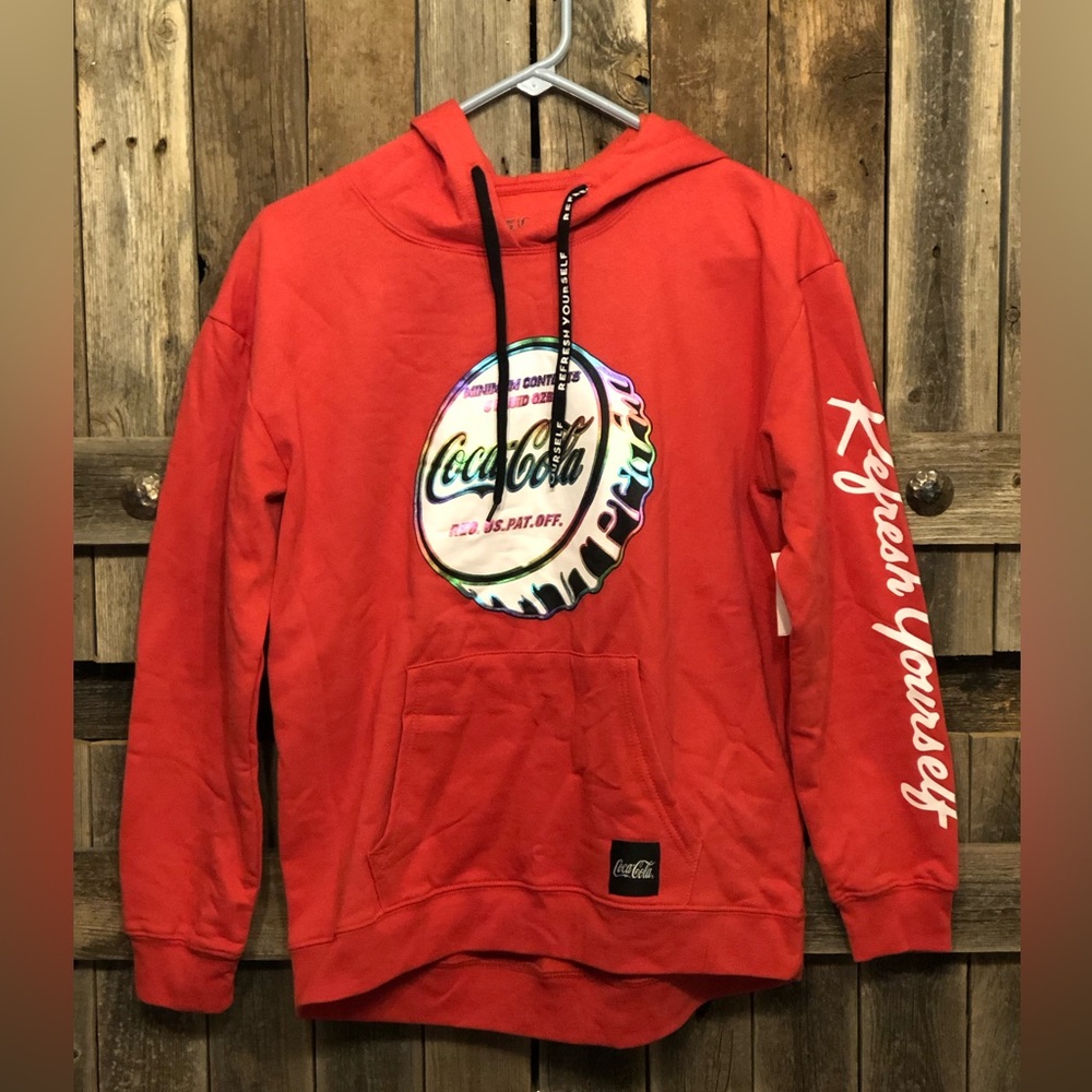 Coca-Cola Girls Junior Hooded Sweatshirt, Size Small